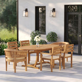 Teak Set 2m Sunshine Oval Table with 4 Marlow Stacking Chairs and 2 San Francisco Chairs – Premium Teak Garden Dining Set Teak Set 2m Sunshine Oval Table with 4 Marlow Stacking Chairs and 2 San Francisco Chairs – Premium Teak Garden Dining Set