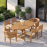 Teak Set 2m Sunshine Oval Table with 4 Marlow Stacking Chairs and 2 San Francisco Chairs – Premium Teak Garden Dining Set Teak Set 2m Sunshine Oval Table with 4 Marlow Stacking Chairs and 2 San Francisco Chairs – Premium Teak Garden Dining Set