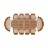 Teak Oval 2m to 3m Extending Table with 8 Oxford Stacking Chairs & 2 San Francisco Benches Teak Oval 2m to 3m Extending Table with 8 Oxford Stacking Chairs & 2 San Francisco Benches