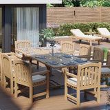 Teak 2m-3m Rectangle Extending Table with 10 Warwick Chairs Teak 2m-3m Rectangle Extending Table with 10 Warwick Chairs