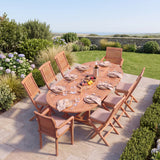 Teak 180-240cm Oval Extending Table (6 Hampton Chairs & 2 Oxford Stacking Chairs) Cushions Included - Premium Teak Garden Dining Set - UK and Ireland garden setting - image 1 Teak 180-240cm Oval Extending Table (6 Hampton Chairs & 2 Oxford Stacking Chairs) Cushions Included - Premium Teak Garden Dining Set - UK and Ireland garden setting - image 1