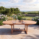 Teak Garden Furniture Oval 180-240cm Extending Table 4cm Top - Premium Teak Outdoor Dining Table - UK and Ireland garden setting - image 3 Teak Garden Furniture Oval 180-240cm Extending Table 4cm Top - Premium Teak Outdoor Dining Table - UK and Ireland garden setting - image 3
