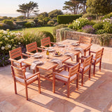 Teak Rectangle 180-240cm Extending Table 4cm Top with 8 Marlow Stacking Chairs - UK and Ireland garden setting - image 1 Teak Rectangle 180-240cm Extending Table 4cm Top with 8 Marlow Stacking Chairs - UK and Ireland garden setting - image 1