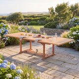 Teak Garden Furniture 2-3m Rectangle Extending Table with 4cm Top - Large Teak Outdoor Dining Table - UK and Ireland garden setting - image 1 Teak Garden Furniture 2-3m Rectangle Extending Table with 4cm Top - Large Teak Outdoor Dining Table - UK and Ireland garden setting - image 1