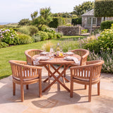 Teak Set 120cm Round Folding Sunshine Table with 4 San Francisco Chairs - Premium Folding Teak Outdoor Dining Set - UK and Ireland garden setting - image 2 Teak Set 120cm Round Folding Sunshine Table with 4 San Francisco Chairs - Premium Folding Teak Outdoor Dining Set - UK and Ireland garden setting - image 2