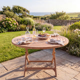 Teak Garden Furniture Spiral 120cm Round Folding Table 4cm Top - Sculptural Folding Teak Dining Table - UK and Ireland garden setting - image 3 Teak Garden Furniture Spiral 120cm Round Folding Table 4cm Top - Sculptural Folding Teak Dining Table - UK and Ireland garden setting - image 3