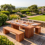 Belgravia Teak Bench Dining Set - Contemporary Teak Outdoor Dining Set - UK and Ireland garden setting - image 3 Belgravia Teak Bench Dining Set - Contemporary Teak Outdoor Dining Set - UK and Ireland garden setting - image 3