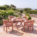 Teak Set 120cm Round Folding Sunshine Table with 4 San Francisco Chairs - Premium Folding Teak Outdoor Dining Set - UK and Ireland garden setting - image 1 Teak Set 120cm Round Folding Sunshine Table with 4 San Francisco Chairs - Premium Folding Teak Outdoor Dining Set - UK and Ireland garden setting - image 1