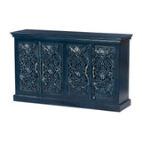 Handcrafted Solid Wood Sideboard, Indigo Blue Finish 150cm + 180cm Handcrafted Solid Wood Sideboard, Indigo Blue Finish 150cm + 180cm