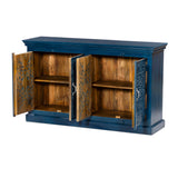 Handcrafted Solid Wood Sideboard, Indigo Blue Finish 150cm + 180cm Handcrafted Solid Wood Sideboard, Indigo Blue Finish 150cm + 180cm