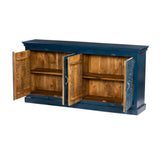 Handcrafted Solid Wood Sideboard, Indigo Blue Finish 150cm + 180cm Handcrafted Solid Wood Sideboard, Indigo Blue Finish 150cm + 180cm