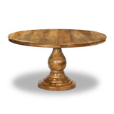 Solid Wood Round 150cm Dining Table with Ornate Base Solid Wood Round 150cm Dining Table with Ornate Base