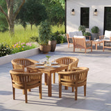 Teak Set 90cm Square Table 4cm Top with 4 San Francisco Chairs – Teak Garden Dining Set, Free Cushions Teak Set 90cm Square Table 4cm Top with 4 San Francisco Chairs – Teak Garden Dining Set, Free Cushions