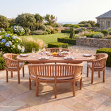 Teak Set Oval 180-240cm Extending Table 4cm Top (2 San Francisco Chairs 2 Benches) Cushions included - Contemporary Teak Garden Dining Set - UK and Ireland garden setting - image 2 Teak Set Oval 180-240cm Extending Table 4cm Top (2 San Francisco Chairs 2 Benches) Cushions included - Contemporary Teak Garden Dining Set - UK and Ireland garden setting - image 2
