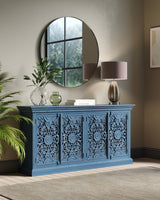 Handcrafted Solid Wood Sideboard, Indigo Blue Finish 150cm + 180cm Handcrafted Solid Wood Sideboard, Indigo Blue Finish 150cm + 180cm