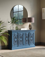 Handcrafted Solid Wood Sideboard, Indigo Blue Finish 150cm + 180cm Handcrafted Solid Wood Sideboard, Indigo Blue Finish 150cm + 180cm