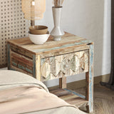 Luxus Reclaimed Teak Bedside Drawer, Mountain Pattern Luxus Reclaimed Teak Bedside Drawer, Mountain Pattern