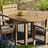 Teak Set 120cm Maximus Round Fixed Table with 4 Marlow Stacking Chairs, Free Cushions Teak Set 120cm Maximus Round Fixed Table with 4 Marlow Stacking Chairs, Free Cushions