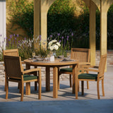 Teak Set 120cm Maximus Round Fixed Table, 4cm Top (4 x Henley Stacking Chairs) Cushions included. Teak Set 120cm Maximus Round Fixed Table, 4cm Top (4 x Henley Stacking Chairs) Cushions included.