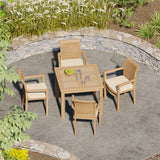 Teak Set 90cm Square Table with 4 Oxford Chairs (Cushions Included) Teak Set 90cm Square Table with 4 Oxford Chairs (Cushions Included)