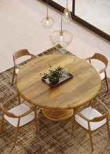 150cm Round Solid Wood Table with Ornate Base and 4 Curved Ash Chairs 150cm Round Solid Wood Table with Ornate Base and 4 Curved Ash Chairs