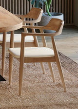 2 x Luxus Contemporary Ash Wood Curved Chair with Cream Velour Seat 2 x Luxus Contemporary Ash Wood Curved Chair with Cream Velour Seat