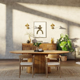 210cm Oval Solid Wood Table with Fluted Base and 4 Curved Ash Chairs 210cm Oval Solid Wood Table with Fluted Base and 4 Curved Ash Chairs