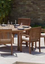 Luxor 150cm Round Table 4cm Top (6 Henley Stacking Chairs) Cushions included. Luxor 150cm Round Table 4cm Top (6 Henley Stacking Chairs) Cushions included.