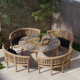 Teak Set 180cm Maximus Round Table with 4 San Francisco Benches Teak Set 180cm Maximus Round Table with 4 San Francisco Benches