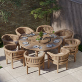 Teak Set 180cm Maximus Round Table 4cm Top (8 San Francisco Chairs) Cushions included.