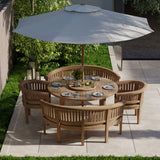 Teak Set 150cm Maximus Round Table 4cm Top (2 San Francisco Benches, 2 San Francisco Chairs) Cushions included. Teak Set 150cm Maximus Round Table 4cm Top (2 San Francisco Benches, 2 San Francisco Chairs) Cushions included.