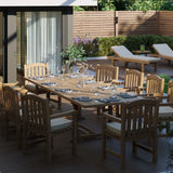 Teak 2m-3m Rectangle Extending Table with 10 Warwick Chairs Teak 2m-3m Rectangle Extending Table with 10 Warwick Chairs