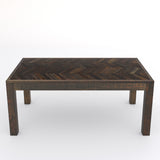 Reclaimed Teak Dining Table, Parquet Top Reclaimed Teak Dining Table, Parquet Top