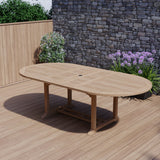 Teak Garden Furniture Oval 180-240cm Extending Table, 4cm Top.