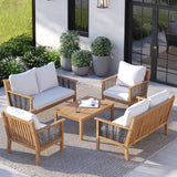 Portofino Family Set with 2 Portofino Benches, 2 Portofino Chairs & 1 Portofino Coffee Table – Teak Garden Furniture Set, Free Cushions Portofino Family Set with 2 Portofino Benches, 2 Portofino Chairs & 1 Portofino Coffee Table – Teak Garden Furniture Set, Free Cushions