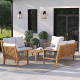 Portofino Family Set with 2 Portofino Benches, 2 Portofino Chairs & 1 Portofino Coffee Table – Teak Garden Furniture Set, Free Cushions Portofino Family Set with 2 Portofino Benches, 2 Portofino Chairs & 1 Portofino Coffee Table – Teak Garden Furniture Set, Free Cushions
