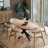 180cm Mango Wood Table with 6 Okra Cream Cotton Chairs 180cm Mango Wood Table with 6 Okra Cream Cotton Chairs