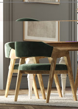 Marquess Green Velour Chair in Acacia Marquess Green Velour Chair in Acacia