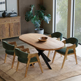 180cm Mango Wood Table with 4 Marquess Green Velour Chairs 180cm Mango Wood Table with 4 Marquess Green Velour Chairs