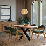 180cm Mango Wood Table with 4 Marquess Green Velour Chairs 180cm Mango Wood Table with 4 Marquess Green Velour Chairs