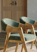 180cm Mango Wood Table with 4 Marquess Green Velour Chairs 180cm Mango Wood Table with 4 Marquess Green Velour Chairs