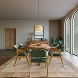 180cm Mango Wood Table with 6 Marquess Green Velour Chairs 180cm Mango Wood Table with 6 Marquess Green Velour Chairs