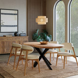 180cm Mango Wood Table with 4 Okra Cream Cotton Chairs 180cm Mango Wood Table with 4 Okra Cream Cotton Chairs