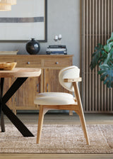 2 x Okra Cream Cotton Chairs with Curved Back in Acacia 2 x Okra Cream Cotton Chairs with Curved Back in Acacia