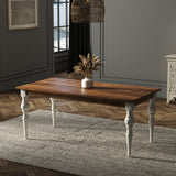 Solid Wood Rectangle Dining Table, Light brown, Ornate White Legs 180cm Solid Wood Rectangle Dining Table, Light brown, Ornate White Legs 180cm