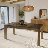 Reclaimed Teak Dining Table, Parquet Top Reclaimed Teak Dining Table, Parquet Top