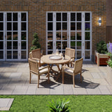 Teak Set 120cm Sunshine Round Folding Table with 4 Henley Stacking Chairs Teak Set 120cm Sunshine Round Folding Table with 4 Henley Stacking Chairs