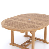 Teak Round to Oval 120-170cm Extending Table, 4cm Top (6 Oxford Stacking Chairs) cushions included.