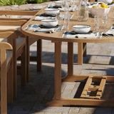 Teak 180-240cm Oval Extending Table, 4cm Top with 8 Warwick Chairs, Free Cushions. Teak 180-240cm Oval Extending Table, 4cm Top with 8 Warwick Chairs, Free Cushions.