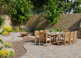 Teak 180-240cm Oval Extending Table 4cm Top with 8 Warwick Chairs, Free Cushions. Teak 180-240cm Oval Extending Table 4cm Top with 8 Warwick Chairs, Free Cushions.